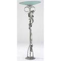 Albert paley tall forged and welded steel millenium torchere with frosted glass shade 1999 signed paley 1999 74 x 29 12