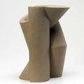 Ann currier abstract sculptural vase covered in textured taupe glaze 1990 signed and dated 17 x 12