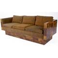 Paul evans burlwood patchwork sofa upholstered in brown suede an original paul evans brass tag 26 12 x 78 x 32