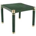 Karl springer game table covered in green elephant skin with brass caps 29 12 x 36 14 sq