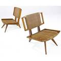 Paul laszlo  glenn of california pair of bleached mahogany lounge chairs with woven cane seats and backs 30 x 28 x 28