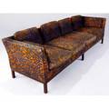 Edward wormley  dunbar sofa upholstered in jack lenor larsen fabric on walnut base 27 12 x 100 x 31