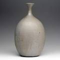 Peter voulkos early stoneware vase covered in olive with blue speckled glazes signed voulkos 15 x 6 12