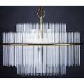 Gaetano sciolari  lightolier chandelier with tiered optical glass rods on polished brass and chromed steel frame sciolari label to ceiling cap 40 x 20 dia