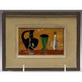 Richard blow  montici pietra dura picture of jugs in mixed hardstone inlaid m lower right sight 2 14 x 4 framed 7 x 5 14