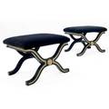 Dorothy draper pair of neoempire stools with black velvet cushions on lacquered and gilded bases 18 12 x 24 12 x 19 12