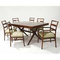 T h robsjohngibbings  widdicomb mahogany veneer dining table on crossbase complete with one 20 leaf together with six chairs four side and two arm upholstered in chinoiserie silk table 2