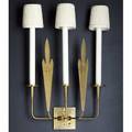Tommi parzinger brass threelight wall sconce with ivory enamaled metal sleeves 26 x 18