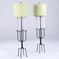 Tommi parzinger pair of fourarm painted iron floor lamps with green linen drum shades 60 x 16