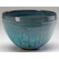 Beatrice wood earthenware bowl covered in turquoise and lavender glazes signed beato 4 34 x 7 14