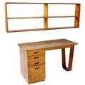 Marcel breuer birch fourdrawer single pedestal desk and wallhanging bookshelves designed for rhoads hall at bryn mawr college desk stamped rhoads desk 29 x 50 x 24 12 bookshelves 24 x 72