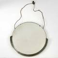 Style of paul frankl circular wallhanging beveled mirror with stepped frame complete with original hanging cord 21 12