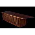 George nakashima walnut hanging wall case with grilled sliding doors and overhanging freeedge top provenance available marked with clients name 18 14 x 72 x 18