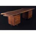 George nakashima spectacular doublepedestal desk with rare persian walnut freeedge top ca 1969 provenance available marked with clients name 30 x 110 x 36