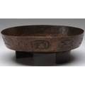 Harry dixon footed copper bowl with geometric designs around the exterior stamped marks 3 34 x 11 dia