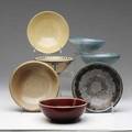 Marblehead  arthur baggs  ohio state seven bowls in various glazes from the collection of arthur baggs daughter mary trowbridge baggs tweet of tolland connecticut two cracked two with chips