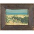Arthur baggs oil on board painting depicting a beach scene from the collection of arthur baggs daughter mary trowbridge baggs tweet of tolland connecticut some staining warping mounted in ori