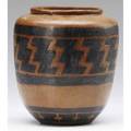 Arthur baggs early vase incised with native american pattern in black on brown 1903 one of baggs earliest efforts at the tender age of 17 this piece is slightly coarse and full of promise from