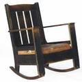 Limbert early rocker no 804 14 with its original cushion on a rope foundation curved arms and rounded leg bases 1903 unmarked 37 x 27 34 x 24 34