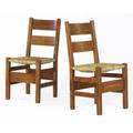 Gustav stickley pair of early thornden ladderback chairs no 1299 with rush seats unmarked 35 12 x 17 12 x 16
