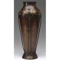 Wmf art nouveau hammered copper tall vase with applied leaf designs stamped mark 184 15 14 x 6 12