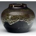 O l bachelder bulbous vase covered in glossy black glaze with mottled ivory red and green dripping overtop from the collection of arthur baggs daughter mary trowbridge baggs tweet of tolland