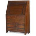 Gustav stickley early dropfront desk no 550 with drawers and doors with strap hinges gallery interior flush tenons and chamfered back large red decal 47 34 x 32 12 x 13 34