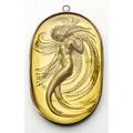 Rene lalique naiade mirror of clear glass with gold foil backing 1930 metal frame stamped lalique m p 358 no 11 3 12 x 2 14