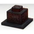 Rene lalique biches inkwell of deep amber glass c 1912 m p 315 no 427 engraved r lalique 4 14 x 5 34 sq