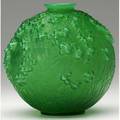 Rene lalique druides vase of emerald glass with whitish patina m p 425 no 937 engraved r lalique france no 937 6 34