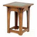Gustav stickley tabouret no 45 with a single square grueby tile with green glaze unmarked 21 x 16 sq