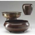 Roycroft three hammered copper vessels the bowls were exhibited in american arts  crafts from the collection of alexandra and sidney sheldon palm springs desert museum california and illustrat