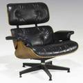 Charles and ray eames herman miller rosewood lounge chair with black leather upholstery rectangular herman miller foil label 33 14 x 33 x 33