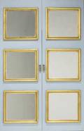 James mont four pairs of mirrored shutters in polychrome gold and silverleaf finish unmarked two pair 50 34 x 16 14 x 1 12 others 50 x 20 14 x 1 12
