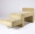 Vladimir kagan omnibus stepped couch with chenille upholstery and plexiglass support 36 12 x 32 12 x 72 12