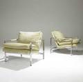 Milo baughman thayer coggin pair of chrome plated steel lounge chairs unmarked 27 12 x 28 12 x 31