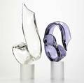 Seguso two glass sculptures on frosted glass pedestals one etched seguso va the other elis illegible 19 x 8 12