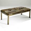 Italian modern bronze bench with hide cover unmarked 19 x 48 x 24
