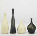 Rorstrand four small glazed porcelain bud vases one neck reglued all marked tallest 9