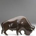 Franz hagenauer wiener verkstatte mahogany and brass bison sculpture stamped hagenauer wien ww made in austria hand made 6 34 x 11 12