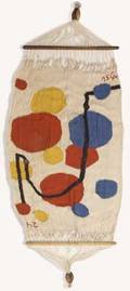 Alexander calder bonart cotton hammock with red blue yellow and black pattern signed 75 ca and label on verso overall 125 x 60