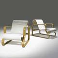 Alvar aalto artek pair of piamio lounge chairs of lacquered wood and birch unmarked 25 12 x 24 x 33