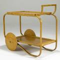 Alvar aalto early quilted birch and birch plywood tea cart c 1945 pencil dated april 1945 29 34 x 32 14 x 18 14