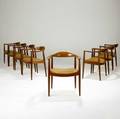 Hans wegner pp mobler set of eight teak and natural tan leather the chair 1997 each branded pp mobler danmark design hans j wegner 97 29 12 x 24 34 x 19 12