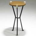 Garouste  bonetti side table with zebra wood top on painted steel base inscribed bg 28 x 14 12 dia