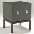 French modern lacquered cabinet on walnut base and brushed steel pulls unmarked 30 x 24 x 22 12
