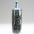 Pillin bottle painted with figures and a horse signed pillin 10 14 x 3 12