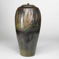 Stephen merritt tall handthrown porcelain covered floor jar signed merritt 23 12 x 10 12