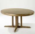 George nakashima widdicomb dining table with round top and three 18 leaves the sundra finish painted in a light white wash stamped widdicomb and sundra closed 29 x 59 x 48