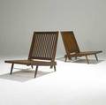 George nakashima pair of walnut cushion chairs unmarked 30 12 x 23 12 x 30 12